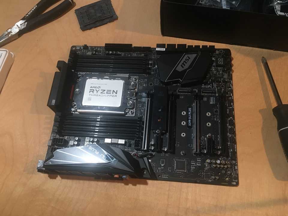 AMD Threadripper CPU mounted in motherboard