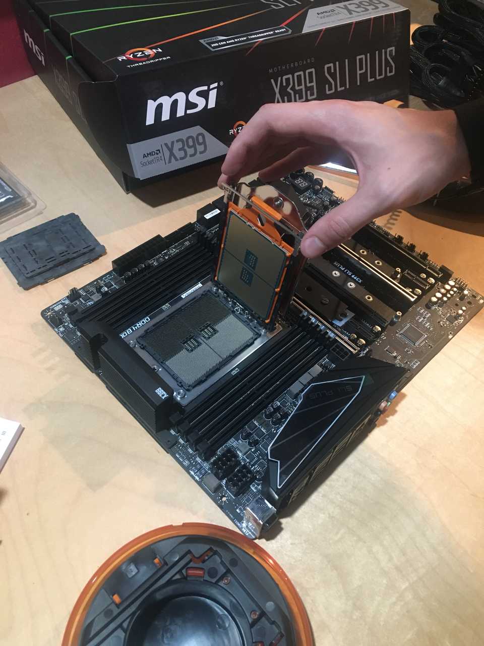 mounting the AMD Threadripper CPU