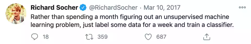 richard socher tweet on importance of labelling data